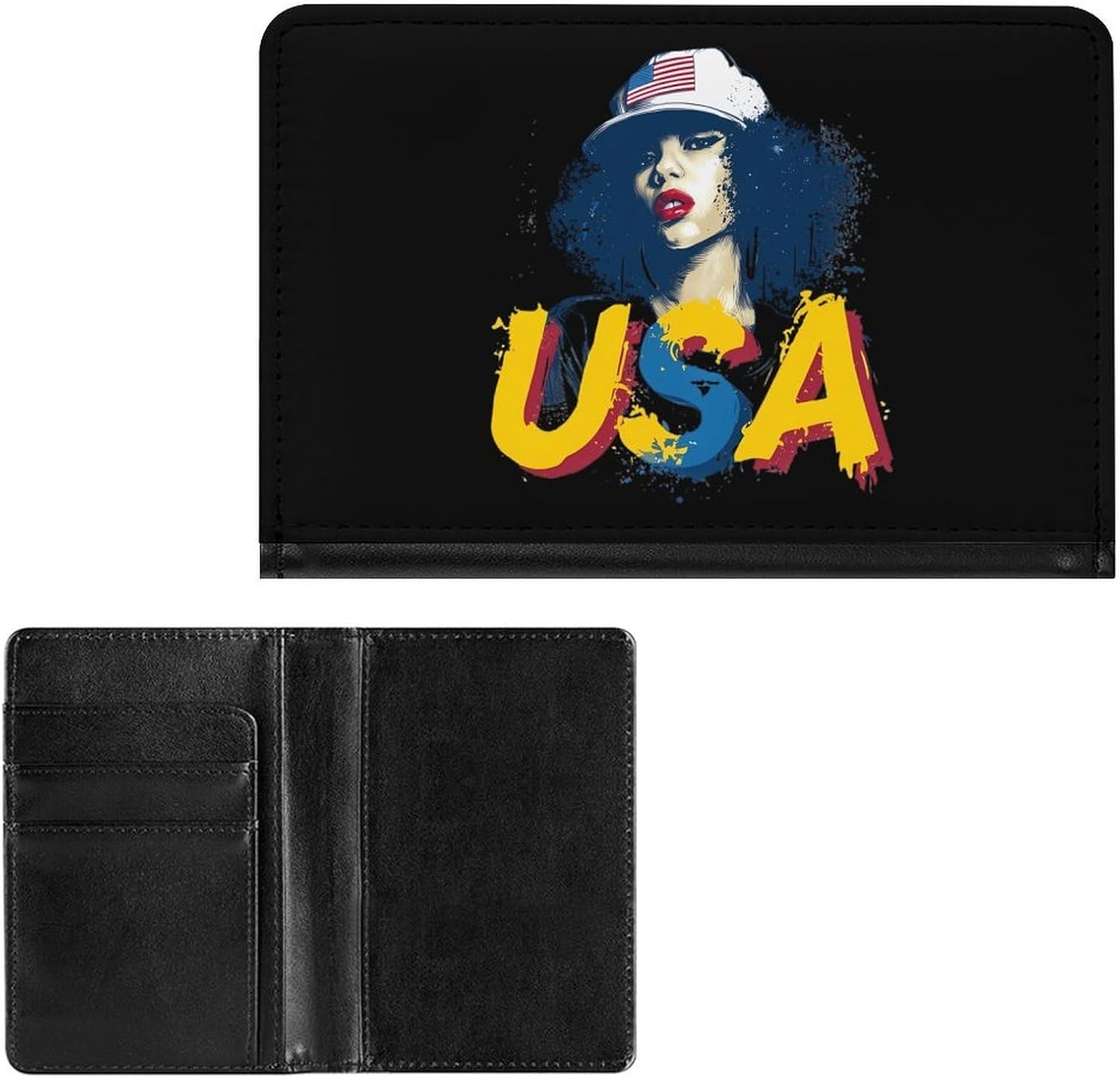 Fashion U.S. Woman Travel Passport Holder Passports Protective Cover for Women Men with Card Slots