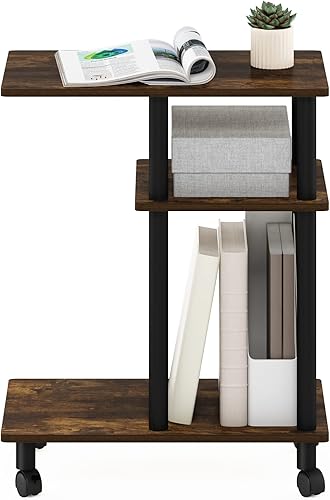 Miniatura 27 de Furinno Turn-N-Tube - Mesa auxiliar en forma de C con ruedas, robre francés gris/negro Roble francés gris/negro.,Ámbar Pino/Negro,Espresso /