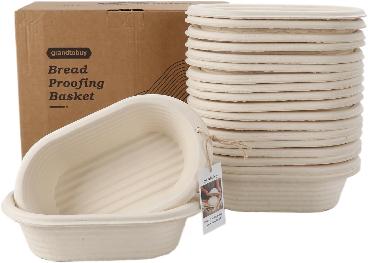 10 Inch Oval Pulp Proofing Basket, 20 Pack with 100 Liners