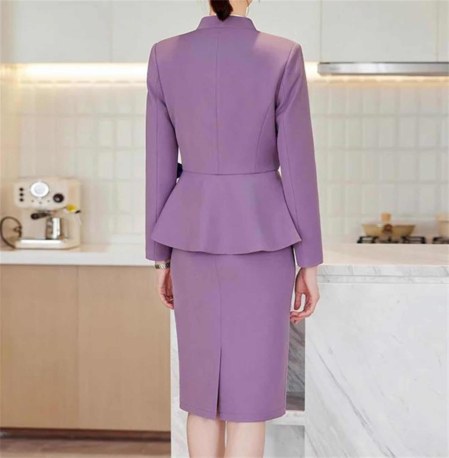 Women’S Professional Suits Fall Formal Slim Blazer and Skirt Sets Office Lady Work Wear Solid Blazer Pencil Skirt Sets