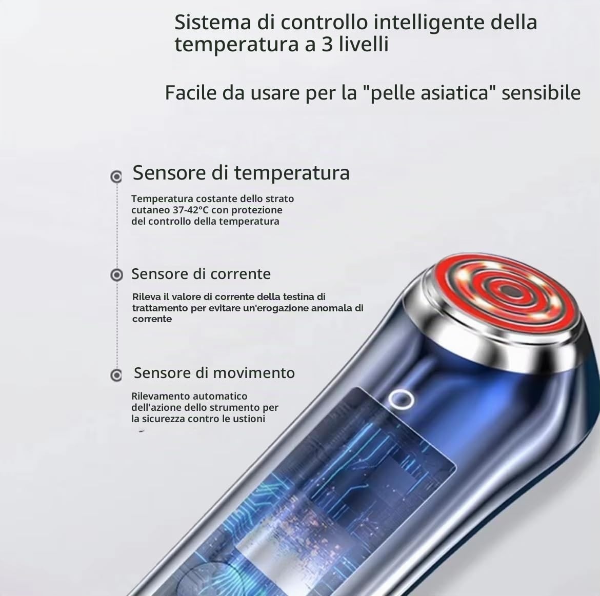 Dispositivo a Radiofrequenza Professionale Massaggiatore Viso Multifunzionale Antirughe di Bellezza EMS Lifting Anti-Età Anti-Acne, Massaggiatore Facciale Elettrico Pulizia Profonda