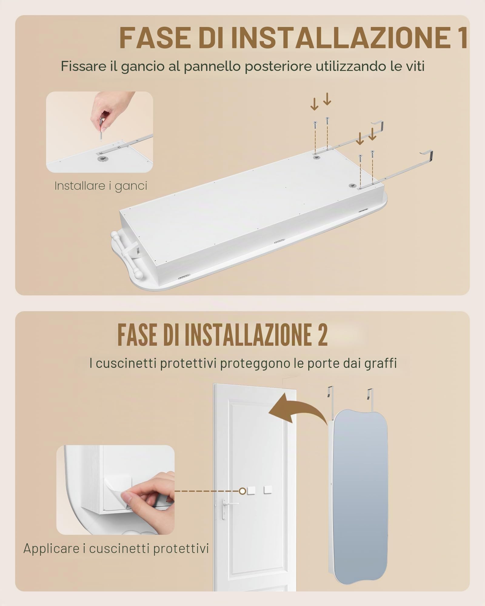 Hzuaneri Specchio Portagioie da Parete con 6 Luce LED, Bianco