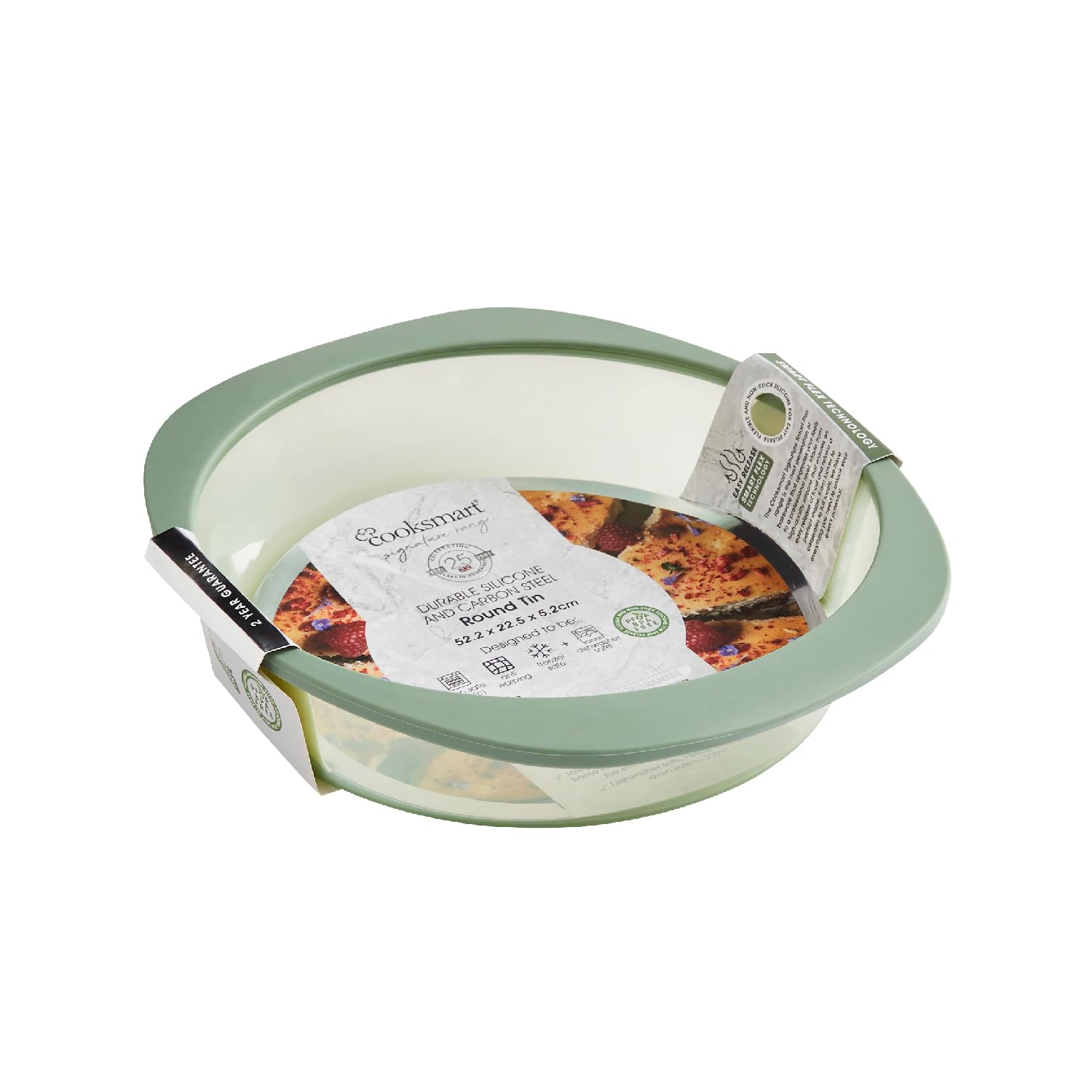Cooksmart Signature Smart Flex Round Tin – Silicone | Non-Stick | Oven, Freezer & Dishwasher Safe | BPA-Free | Flexible & Durable | Green
