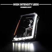 Vista 2 de AmeriLite - Juego luz direccional y barra LED de faros delanteros de proyector, negro, para Cadillac SRX, lado del pasajero y conductor