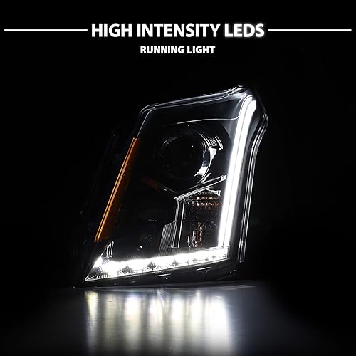 Miniatura 2 de AmeriLite - Juego luz direccional y barra LED de faros delanteros de proyector, negro, para Cadillac SRX, lado del pasajero y conductor