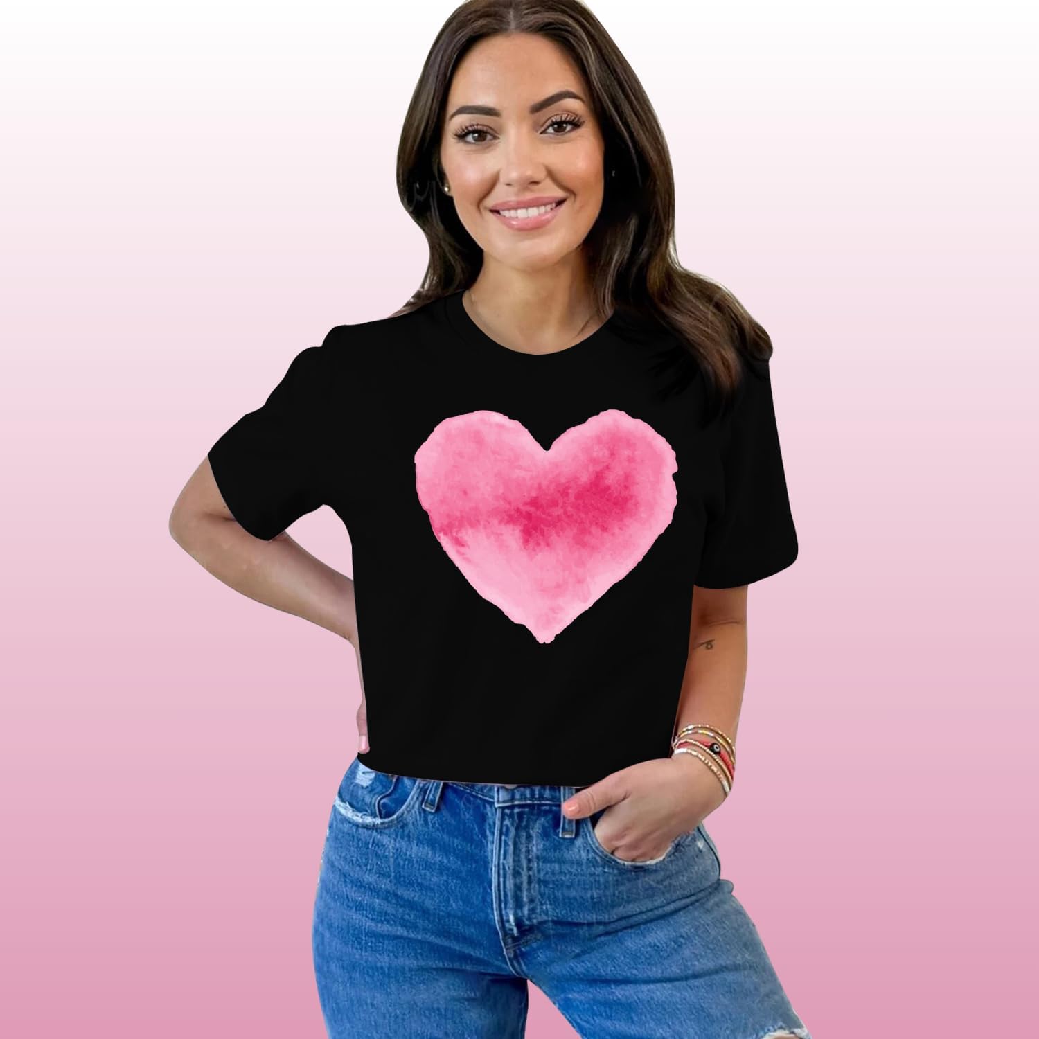 Valentines Day Shirts for Women Cute Love Heart T-Shirt Romantic Valentine Couple Tee Tops - Image 2