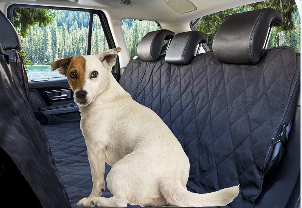 Pawesome The Original Car Seat Cover for Pets, Dogs & Cats - Best Backseat Rear Hammock Style Padded Bench Protector for Cars Trucks & Vans - Waterproof, Black, Polyester, 54"W x 58"L