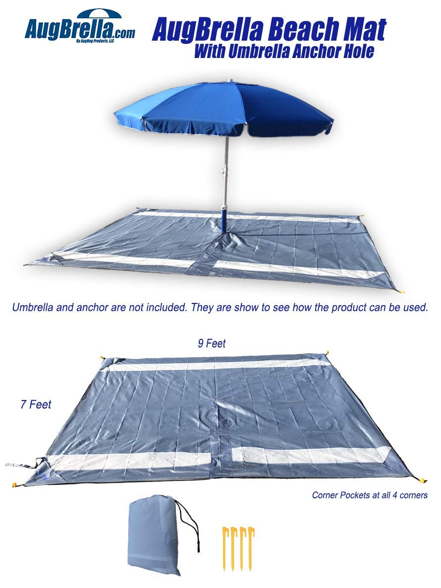 AugHog Products LLC AugBrella Beach Mat with Umbrella Hole
