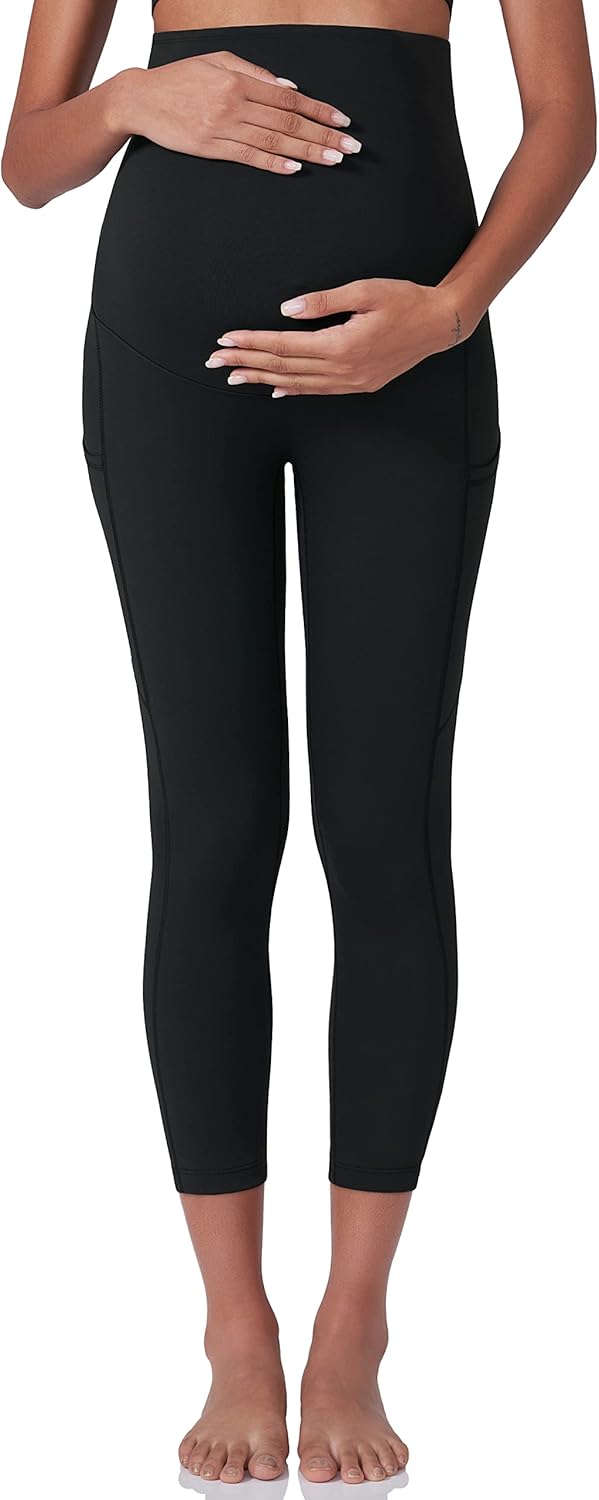 POSHDIVAH Women's Maternity Workout Leggings Over The Belly Pregnancy Yoga Pants with Pockets Soft Activewear Work Pants - Image 5