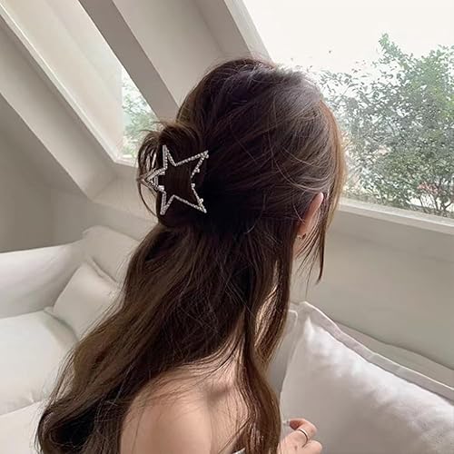 Miniatura 8 de 4 pinzas de garra StarHair, pinzas para el cabello brillantes de estrellas, pinzas de metal para el cabello finas y gruesas para peinar el cabello