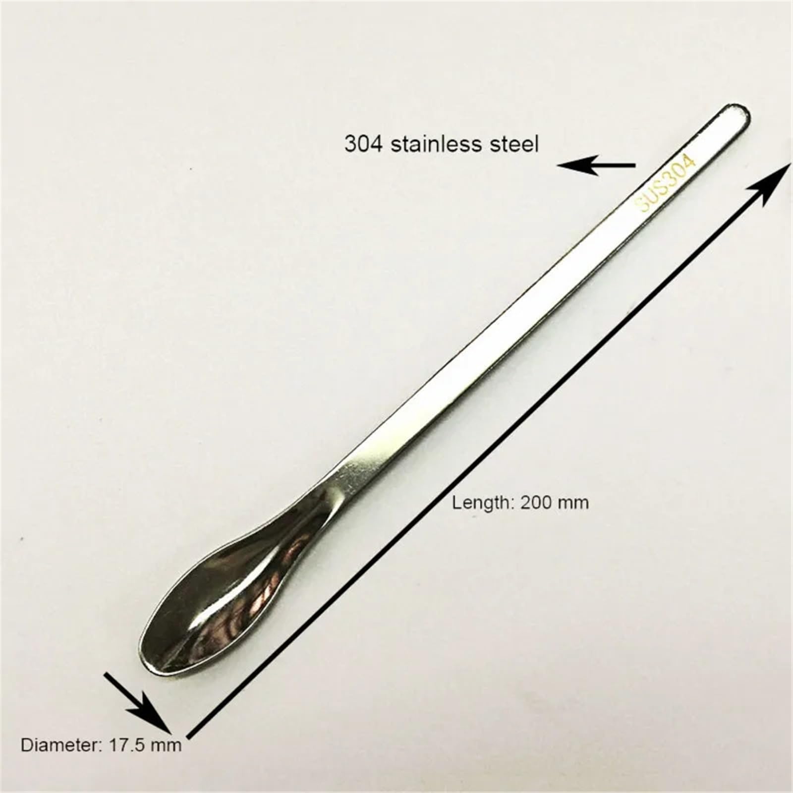 Cucchiaio in acciaio inossidabile con testa singola, spatola for reagenti, cucchiaio for pesare, 160-220 mm, strumenti da laboratorio, 10 pezzi(Length 200 mm)