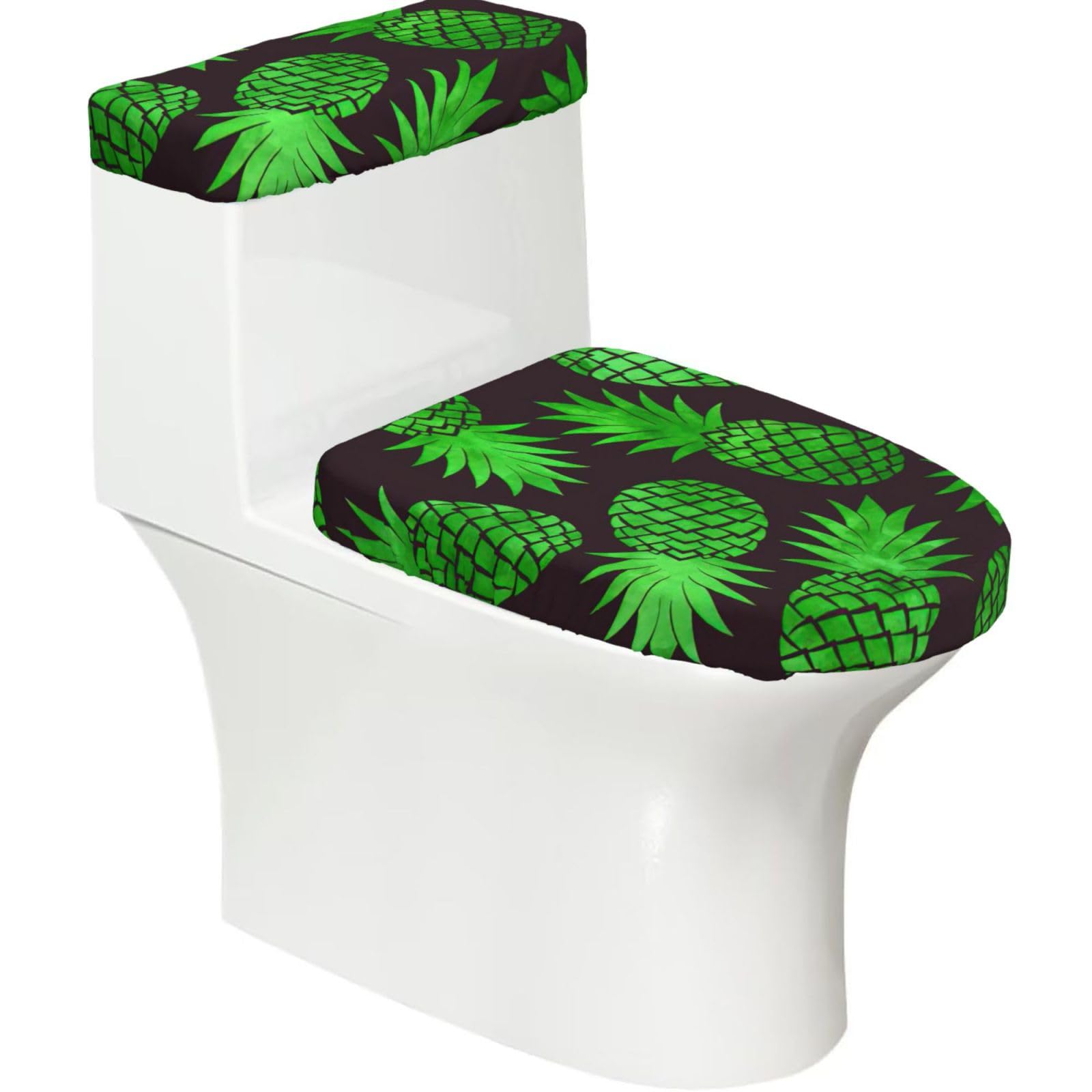Pineapple Art Print Bathroom Decor Toilet Lid Cover And Tank Covers, Restroom Accessories Fits Most Round
