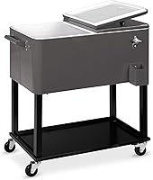Best Choice Products 80-Quart Steel Rolling Cooler Cart w/ Bottle Opener, Locking Wheels & Drain Plug - Ultimate Outdoor Ice Chest