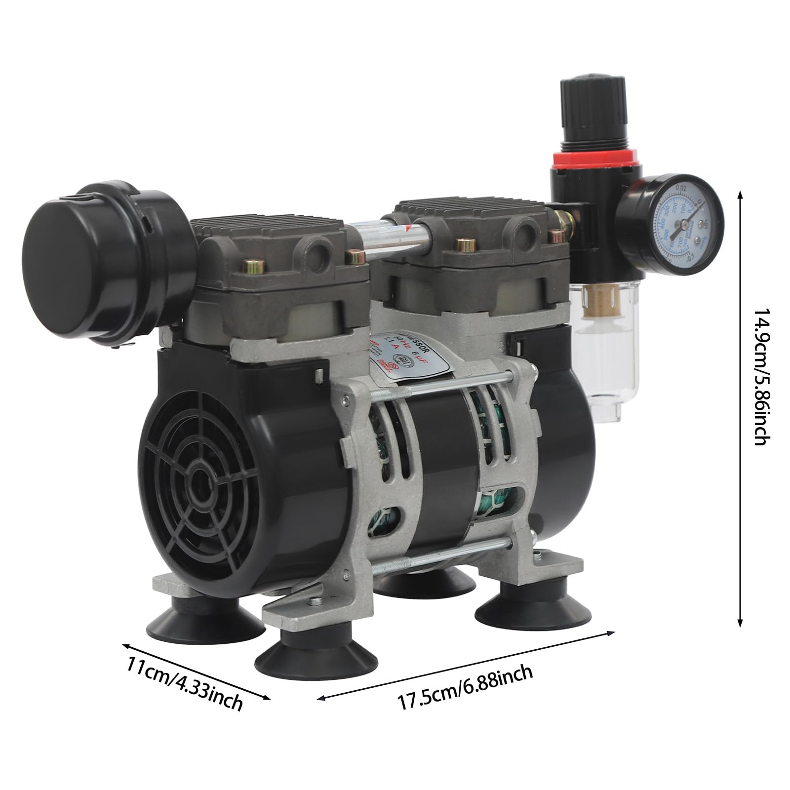 Bomba de vacío de laboratorio sin aceite, 230 W, 1400 R/min, bomba de vacío sin aceite, para generadores de oxígeno de 105,58 oz, bomba de vacío de laboratorio industrial, 17,5 x 11 x 14,9 cm