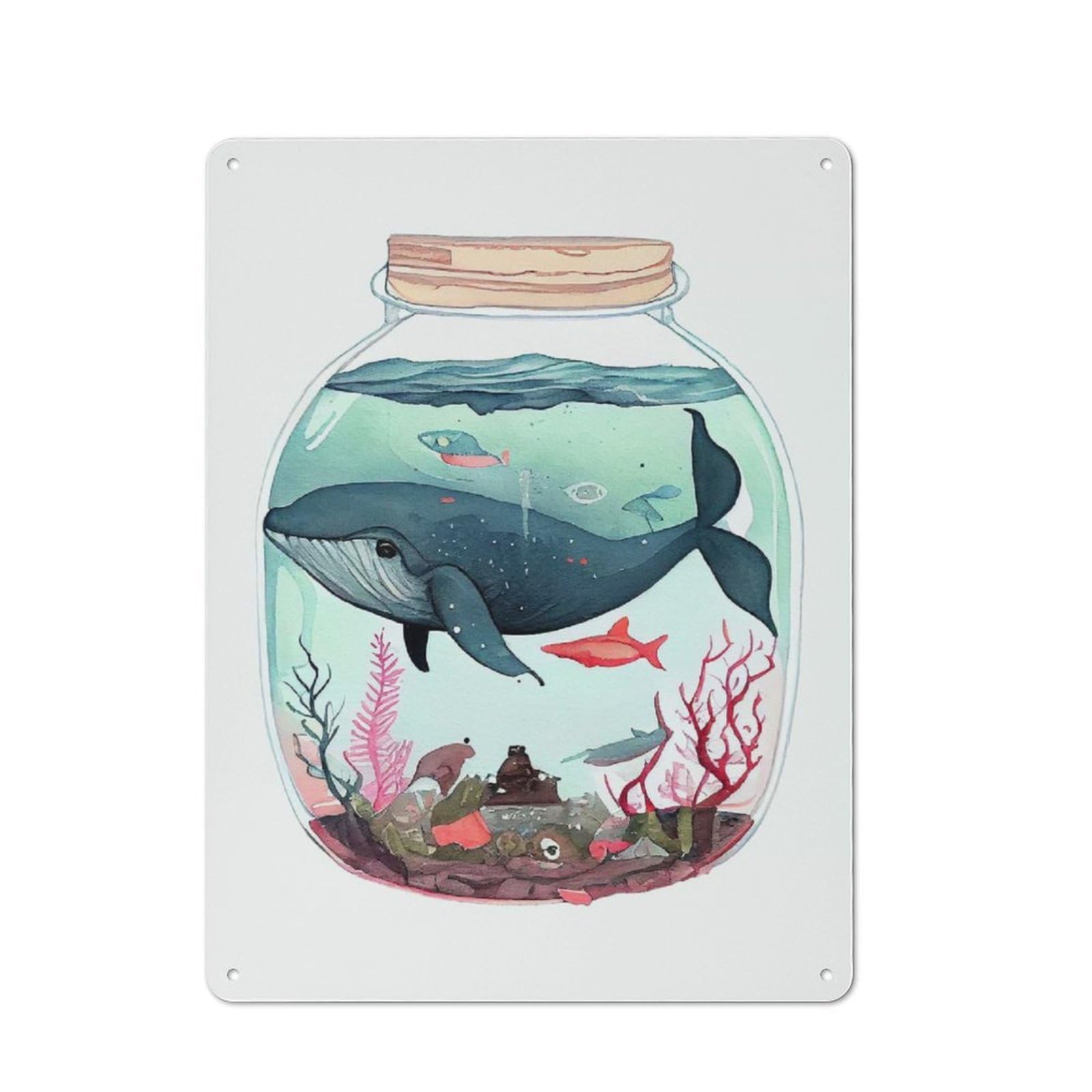 Junmoney Sea Lives In The Bottle Country Metal Wall Decor 40X30cm, Country Metal Sign For Kitchen, Cottage, Porch Or Garden Room