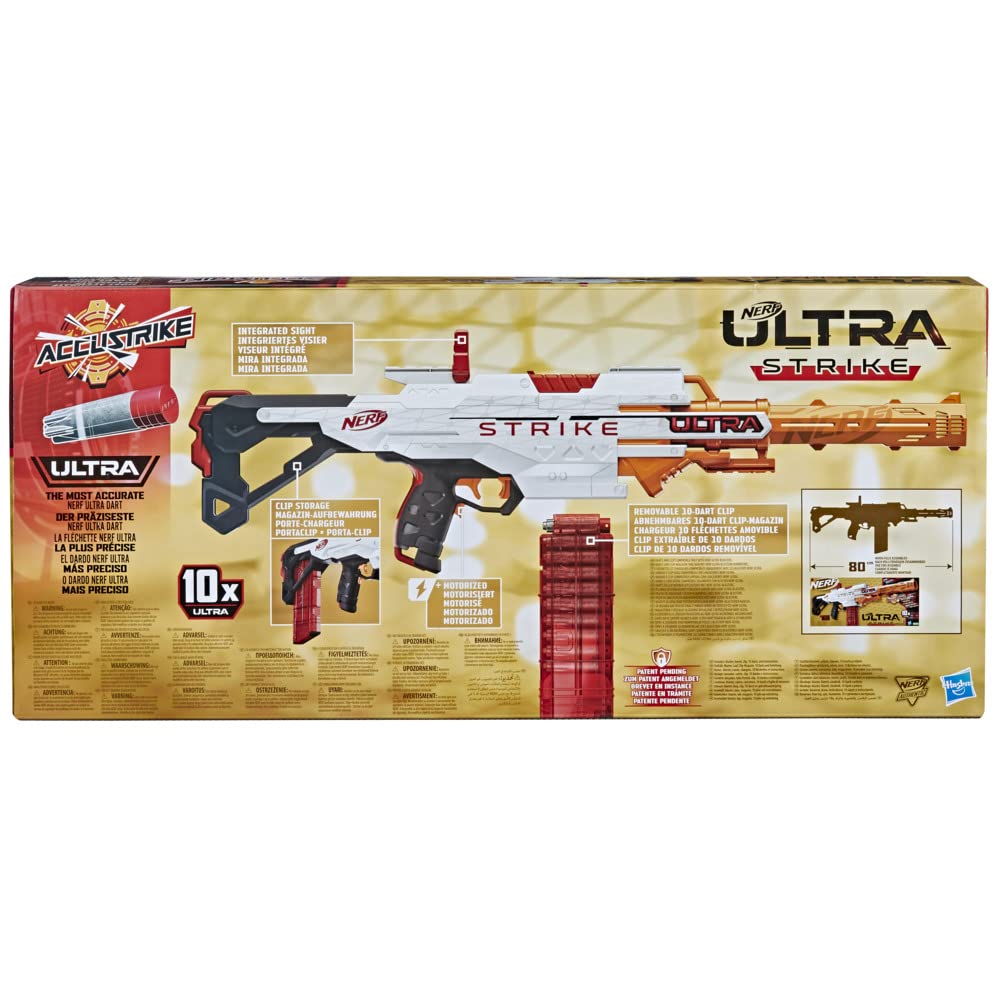 Nerf Ultra Strike, Blaster Motorizzato, Caricatore da 10 Dardi, Mirino Integrato, Compatibile Solo con Dardi Nerf Ultra