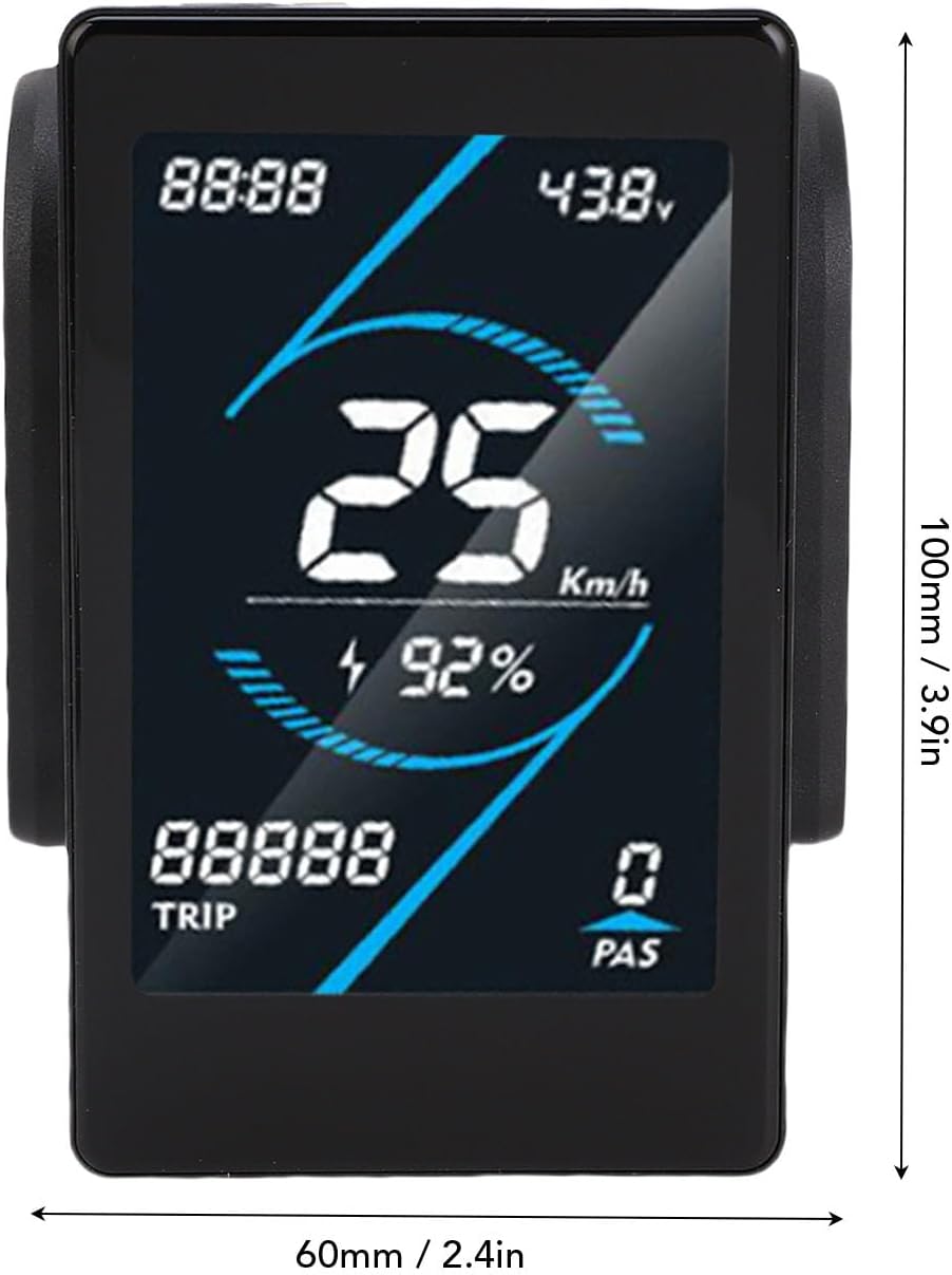Pwshymi Electric Bike LCD Panel Smart Chip Lightweight ABS Material LCD Display for Cycling with Real Time Data for Electric Bikes Scooters 24-72V