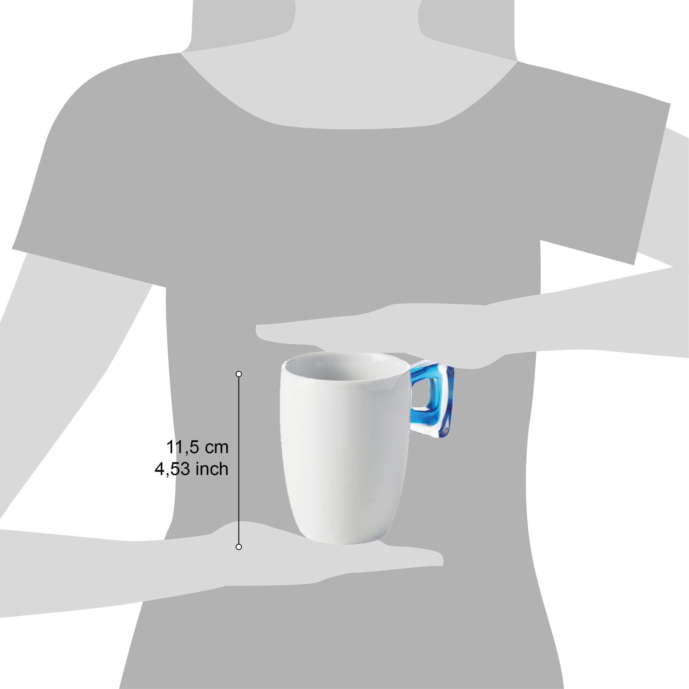 Set 4 Gobelets 35 Cl Bicolore Porcelaine + Poignée Acrylique – Design Géométrique Élégant Pour Café Et Chocolat Chaud