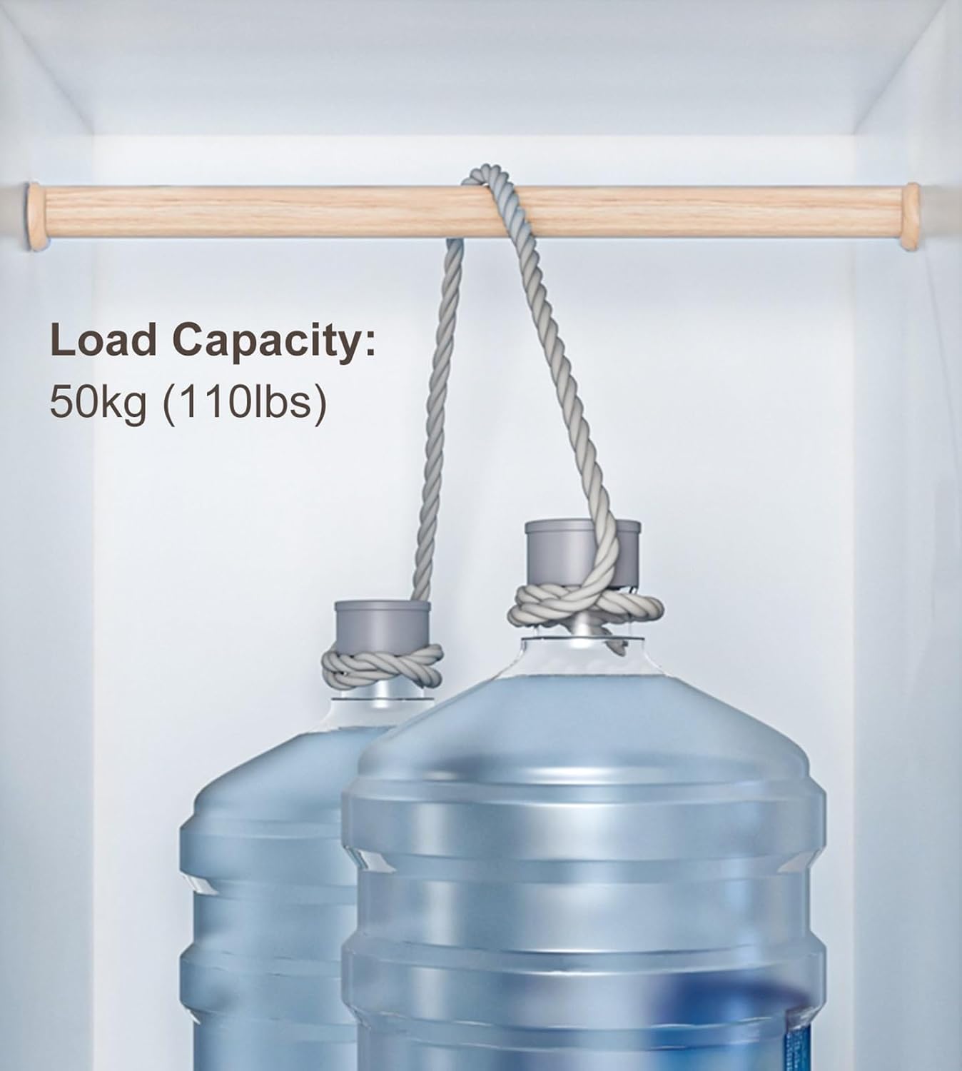 Wooden Oval Closet Rod, Extra Wardrobe Rod with End Support, Heavy Duty Thick Clothes Hanging Rods Natural Wood, Easy to Install Length Length