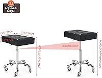 Vista 2 de Kaleurrier Taburetes resistentes con ruedas, taburete ajustable de altura sin respaldo de 400 libras, taburetes giratorios para mostrador, bar
