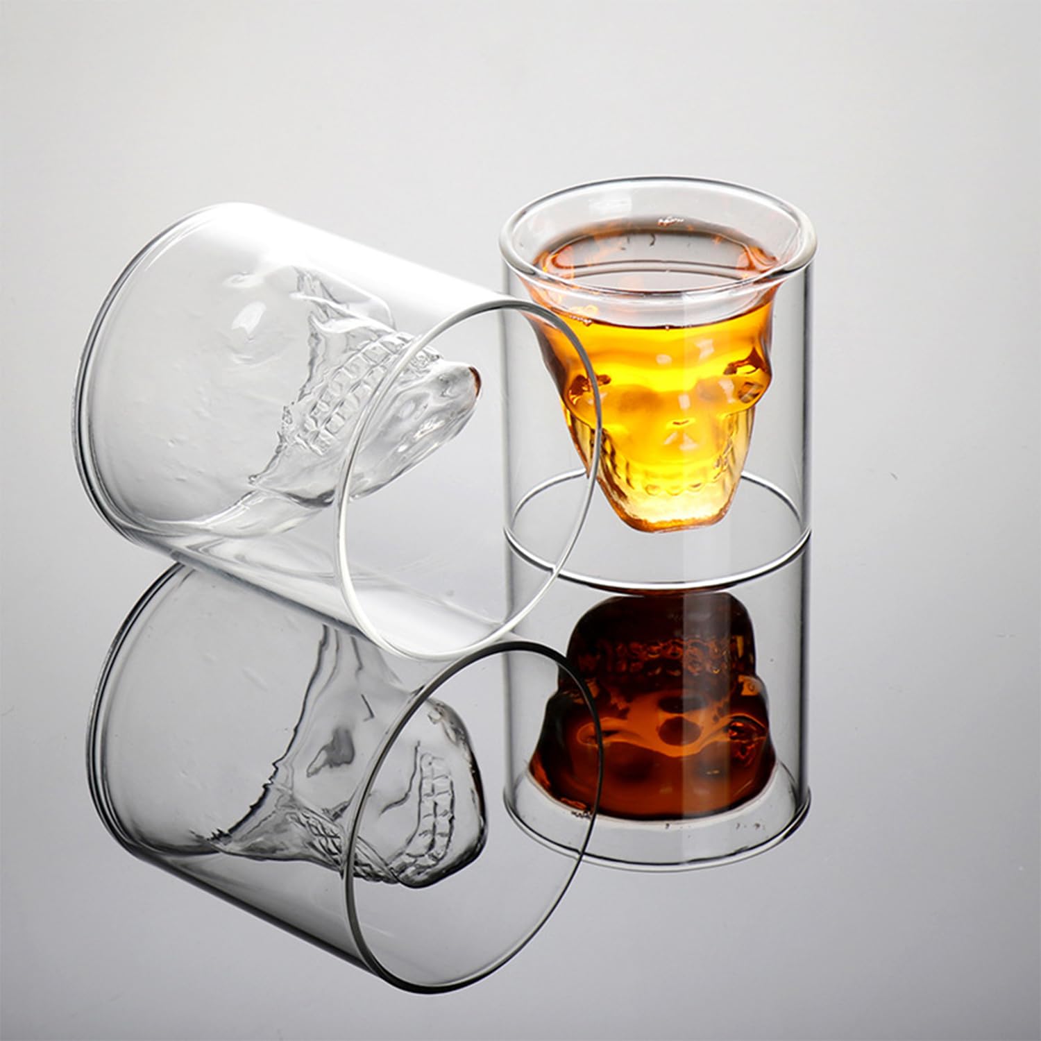 4 Pezzi 75 ml Bicchieri Da Liquore a Forma Di Teschio, Bicchieri Teschio, Tazze Da Caffè a Forma Di Cranio, Vetro Borosilicato Ad Alto Contenuto Di Boro, Trasparente, per Vino, Vodka, Feste, Domestico