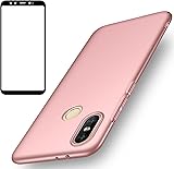 Funda Xiaomi Mi A2, UCMDA Carcasa Xiaomi Mi A2 con Protector de Pantalla, Fundas [Anti-Ara?azo] Duro para Xiaomi Mi A2/ Xiaomi Mi 6X (Lanzado en 2018) - Rosa