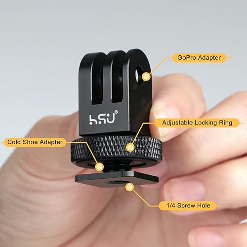 Miniatura 8 de HSU Adaptador de montaje de cámara y zapata fría de 1/4 de pulgada de 1/4 pulgadas, adaptador de montaje de trípode de orificio de tornillo 1/4-20