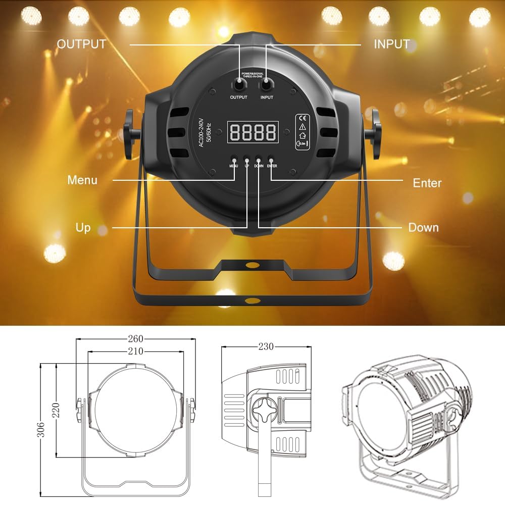 Bühnenbeleuchtung 54 LED 6500K Disco Licht DJ DMX512, Par Beleuchtung Bühne Beleuchtung Effekt DJ Lampe, 8CH Uplights im Freien für Hochzeit Bar DJ Show Disco Festival Party Event