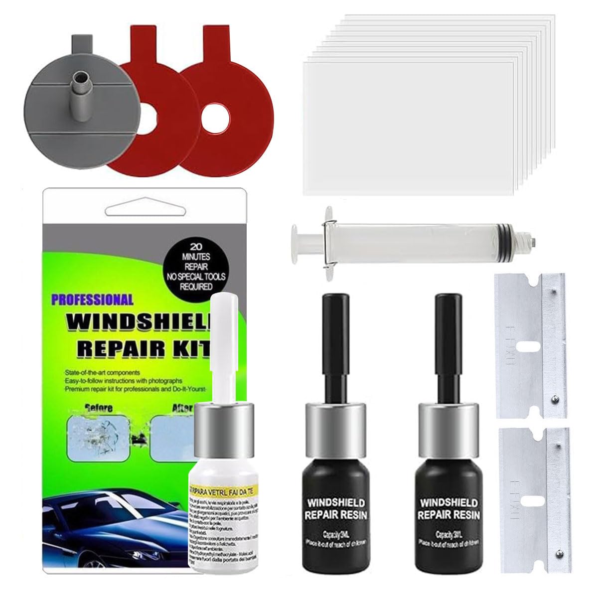 Kit Dépannage Pare-brise Kit De Réparation Pare-brise Cutiolly - Solution Rapide Pour Fissures Et éclats Kit Réparation