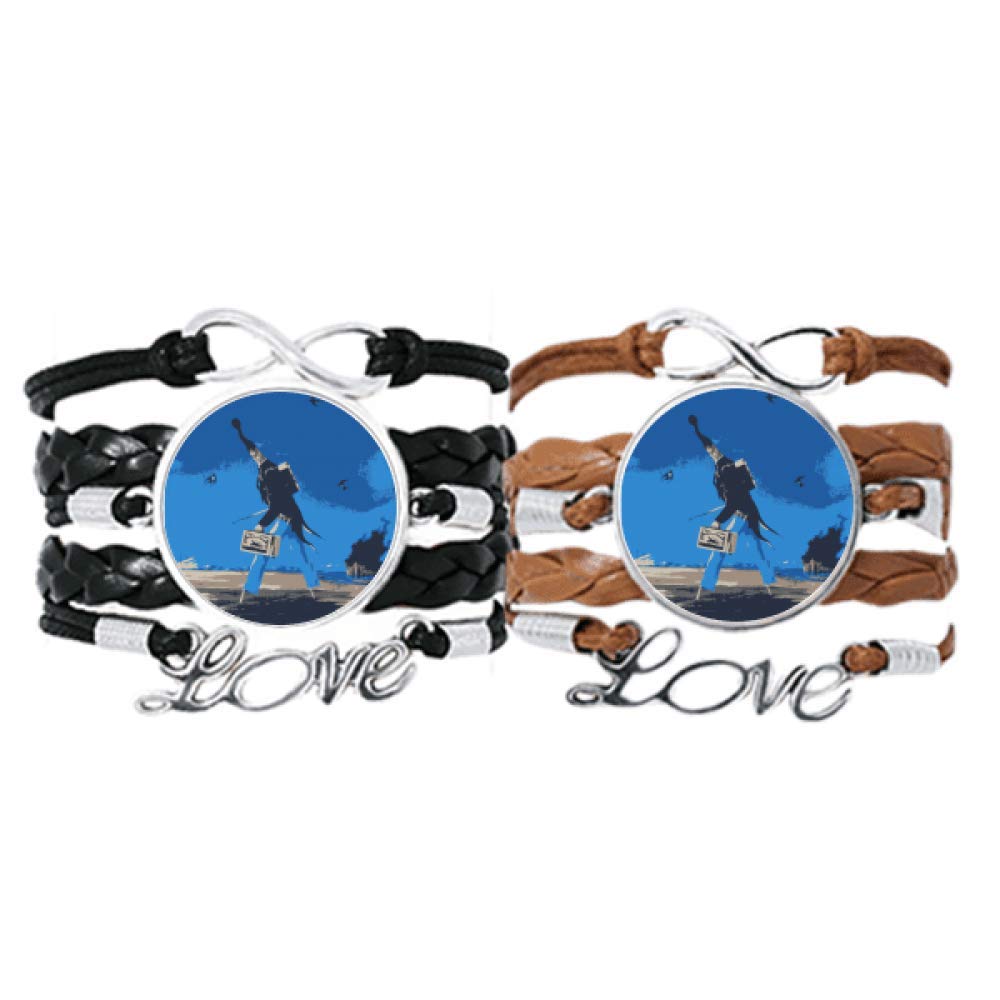 Pulsera de cuero azul DIYthinker ajustable para evitar alergias con diseño original 5