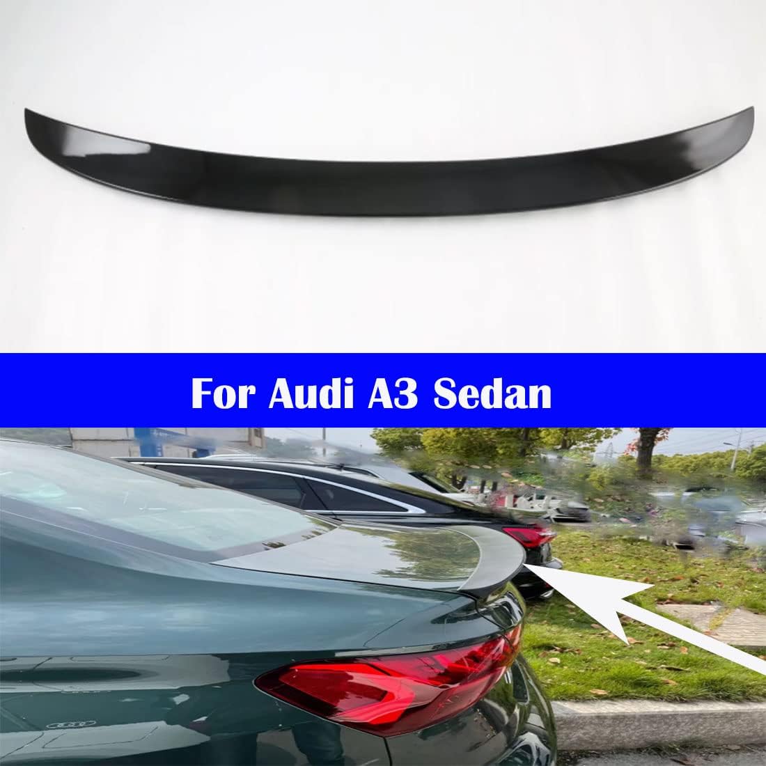 Car exterior decorative strip modified carbon fiber decorative strip For A3 Sedan-2021-2022-2023 (1 Car tail trim strip Black)