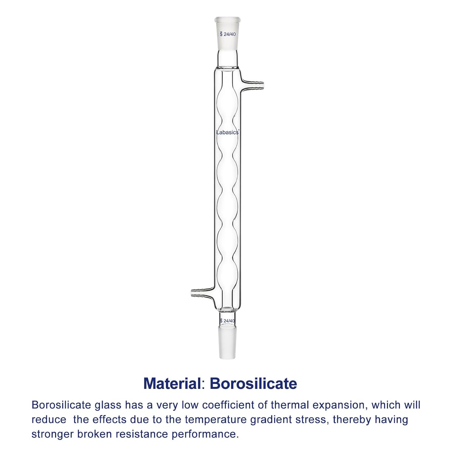 Labasics Borosilicate Glass Allihn Condenser with 24/40 Joint 300mm Jacket Length Lab Glass Condenser