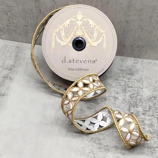 Amazon.com: Metallic Floral Ribbon - Silver/Gold - 1.5