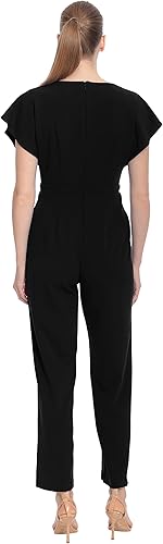 Vista 3 de London Times womens V-neck Batwing Surplus JumpsuitDress