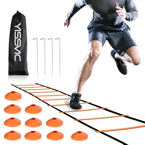 YISSVIC Agility Ladder and Cones 20 Feet 12 Adjustable Rungs