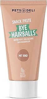 Pets Deli Bye Hairballs Katzen Snack Rind, unterstützt Haarballenreduktion, getreidefrei, ohne Zucker, 75g, Premium Qualität