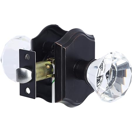 SHINY HANDLES Vintage Glass Door Knobs Interior, Clear Crystal Door Knobs with Lock, Privacy ...