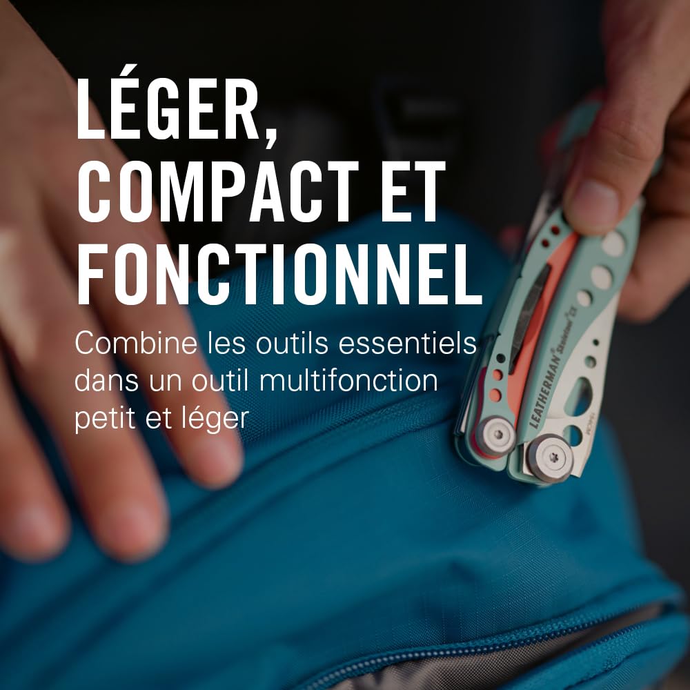 Leatherman Skeletool RX - Outil Multifonction d'urgence avec Lame Dentelée et Brise-Verre - Acier Inoxydable CPM-154