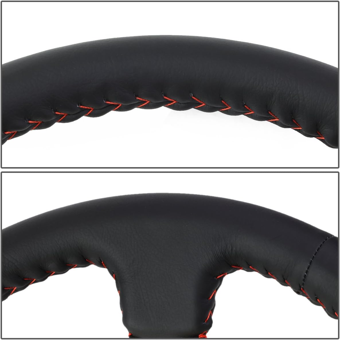 NRG Innovations NRG-RST-036GD Reinforced Steering Wheel - 350mm Sport Steering Wheel (3' deep) Black Leather with Red Baseball Stitching - Chrome Gold Spoke