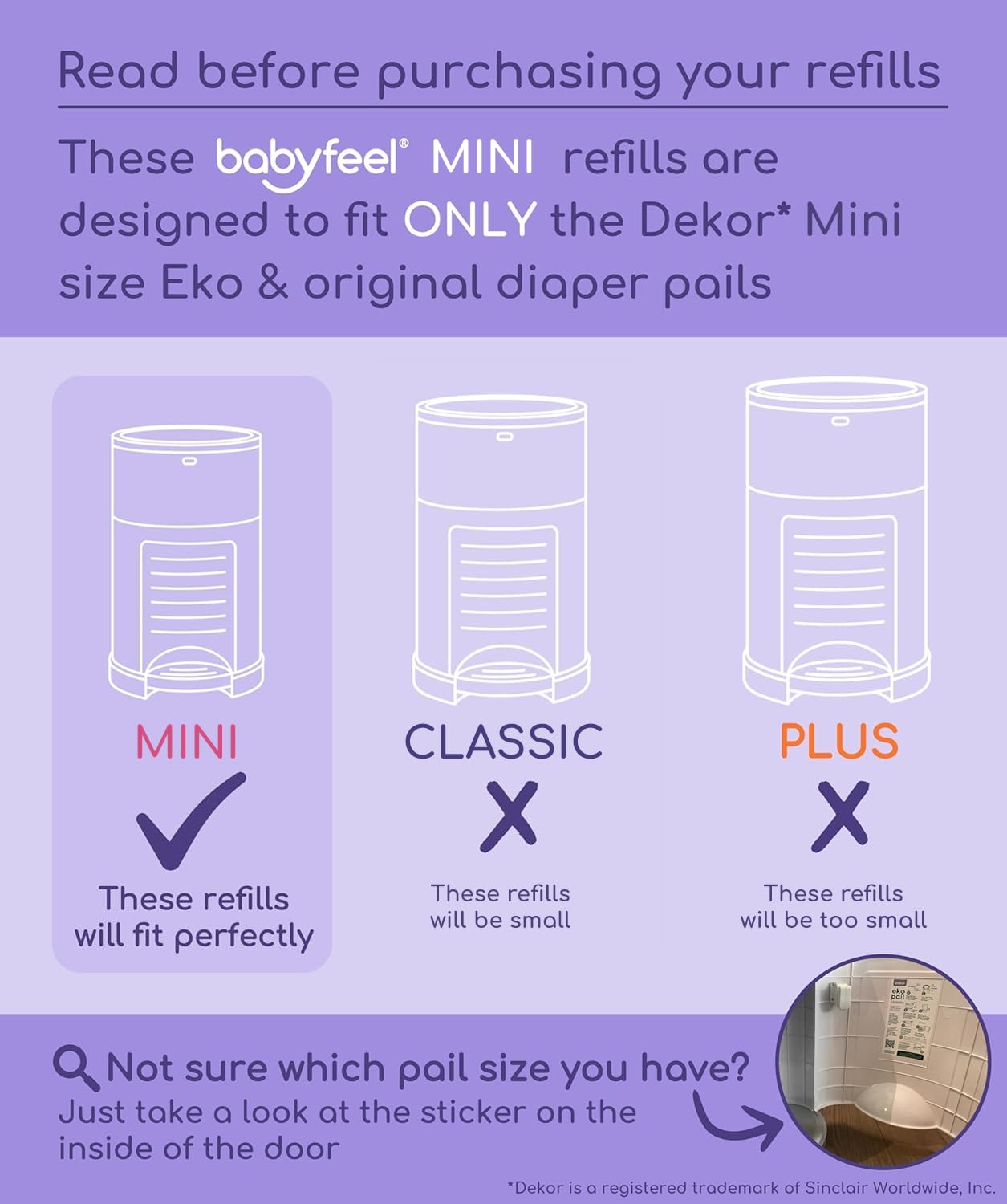 Babyfeel Recambios compatibles con mini cubos de pañales DEKOR | Paquete de 4 | Exclusivo 20% de grosor extra | Recambios de cubo de pañales con potente eliminación de olores | Aroma a polvo |