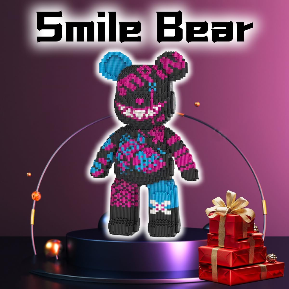 Smile Graffiti Teddy Bear Micro Building Blocks Set(16.9inches) Animal Winktoys Blocks Bear Building Blocks Gift for Adult