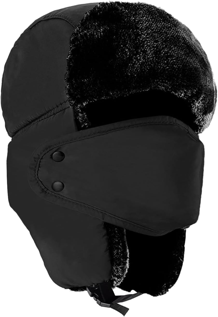 TZ Promise Unisex Winter Trapper Russian Hats with Face Mask Earflaps Faux Fur Outdoor