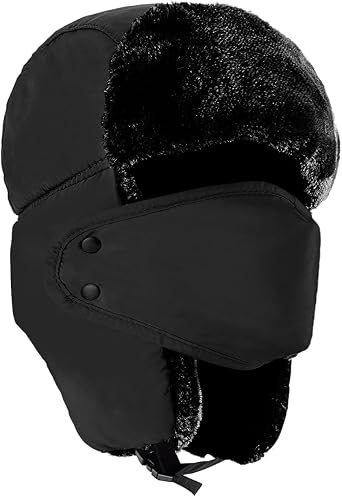 TZ Promise Unisex Winter Trapper Russian Hats with Face Mask Earflaps Faux Fur Outdoor