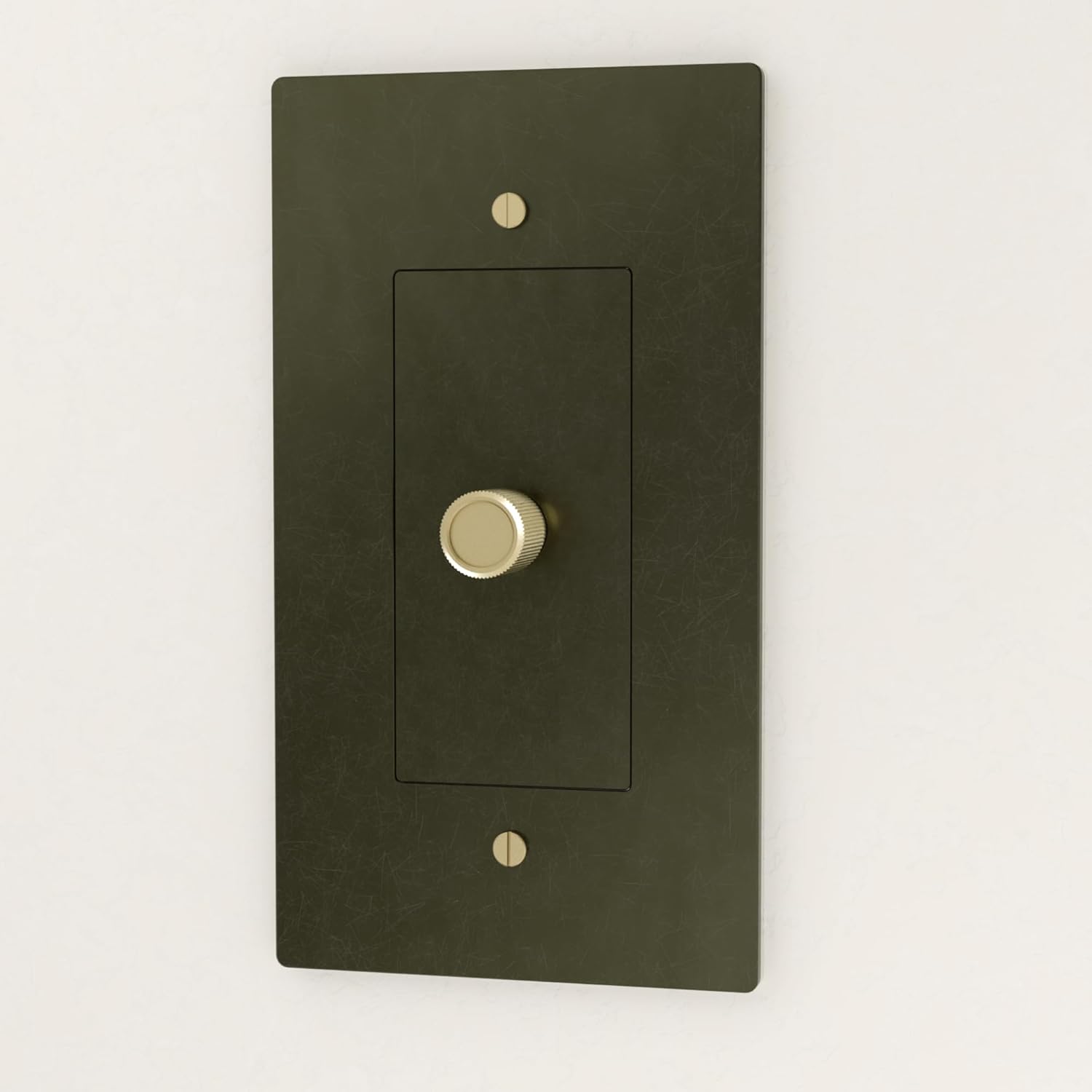 Brass Dimmer Light Switch - 120V AC - Solid Brass Wall Plate for LED Bulbs - Handcrafted Rotary Dimmer with Knurled Knob - UL Listed Flicker-Free Dimming - Vintage Style Light Control for Home Décor