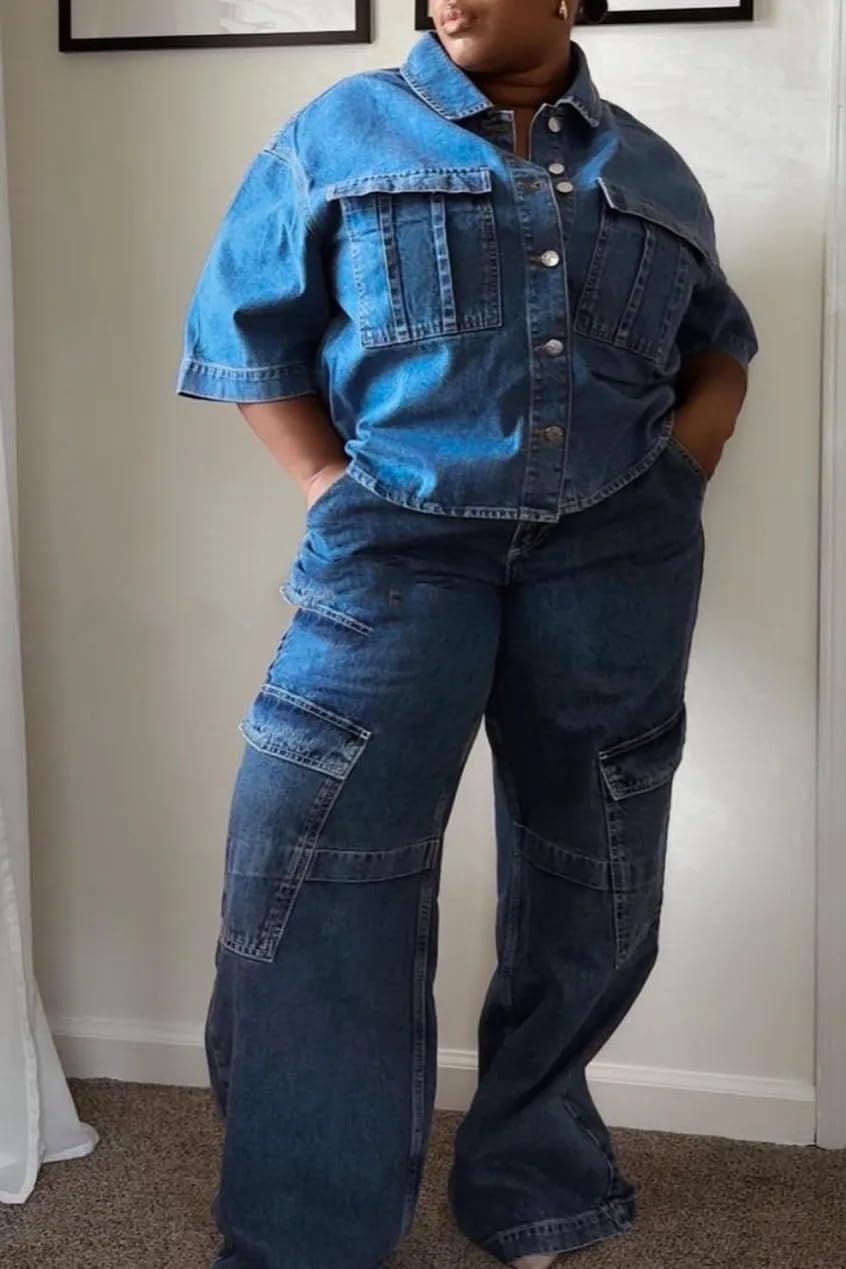 Kedera Womens Button Down Denim Shirts Casual Shirt Casual Collared Short Sleeve Western Pocket Classic Jean Shirt - Image 5