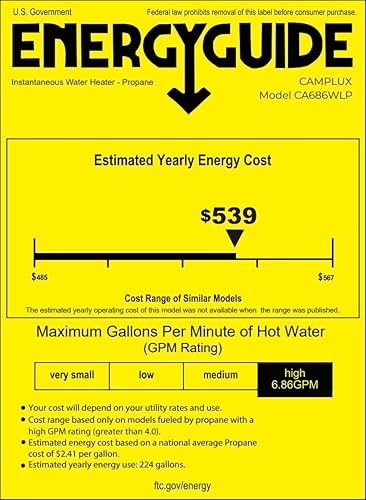 Vista 20 de CAMPLUX Climatech 7 Calentador de agua sin tanque de propano 3.6 GPM hasta 4 GPM, 85,300 BTU residencial compacto bajo demanda calentadores de agua