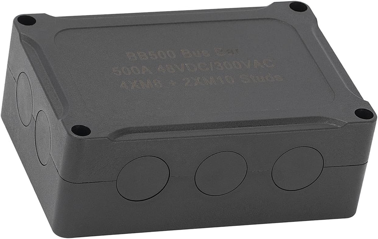 Almencla 500A Marine Bus Bar Busbar Box Big Power Distribution Block for Ship Direct Replaces, Black