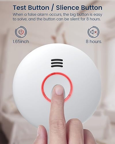 Miniatura 6 de Ecoey Detector de humo WiFi, alarma de humo WiFi con tecnología fotoeléctrica y LED, alarma de humo con función de prueba y silencio y advertencia