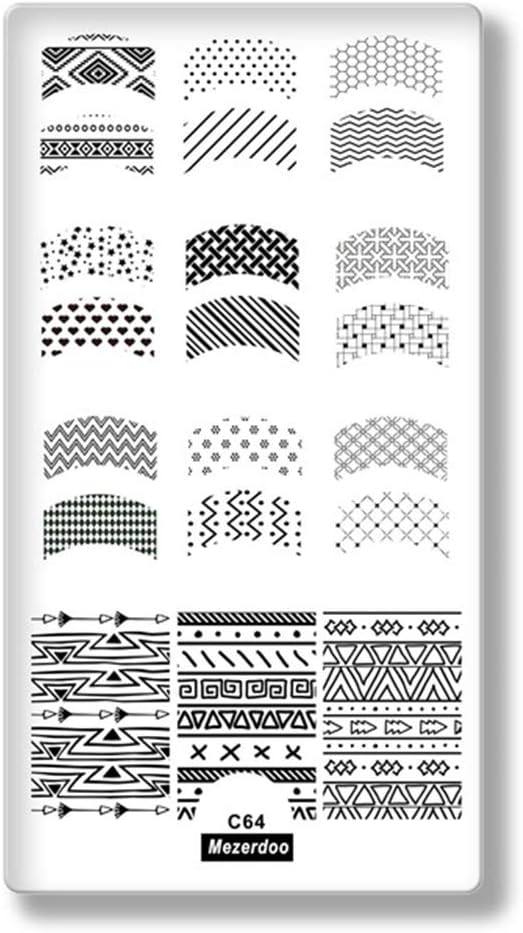 1Pcs Cute Cartoon Animals Geometric Various Pattern Nail Art Image Stamp Stamping Plates Swan Cat Nails Templates DIY Plate Tools (C64)