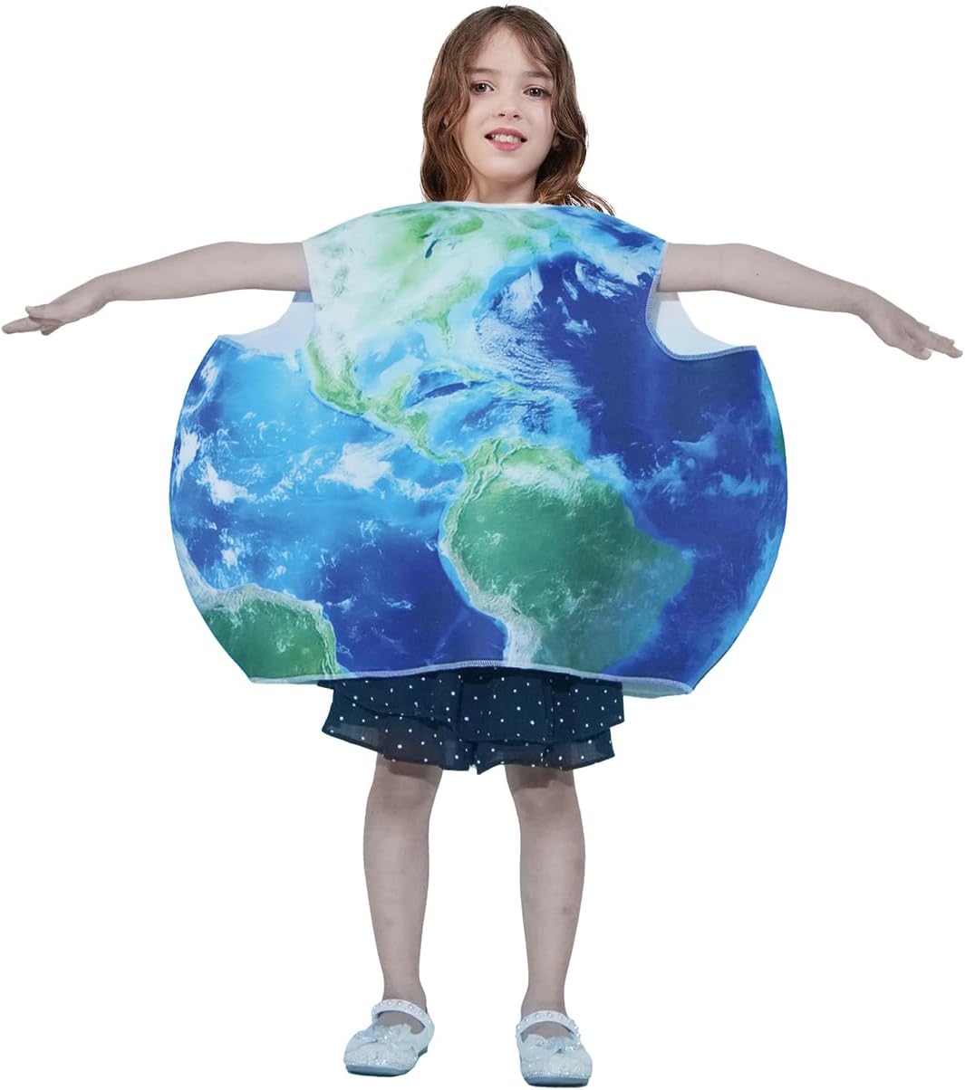 DSplay Earth Costume Kid Cosplay Fun Blue Earth Tunic Girls Boys Planet Costume Halloween Party